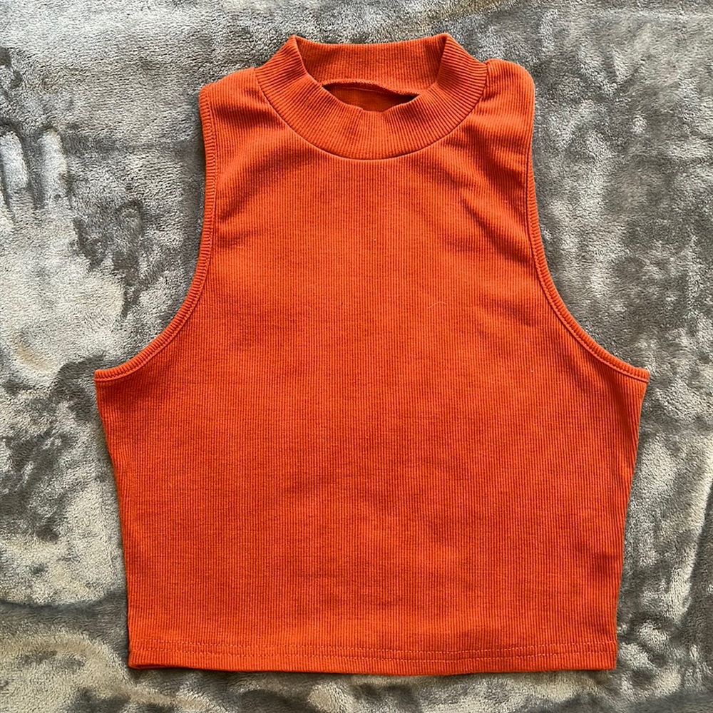 Orange high neck tank top